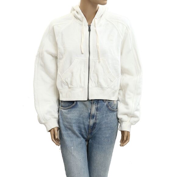 Free People FP Movement Side Line Zip Hoodie Jacket Top Ribbed White XS 281989 - Picture 7 of 10